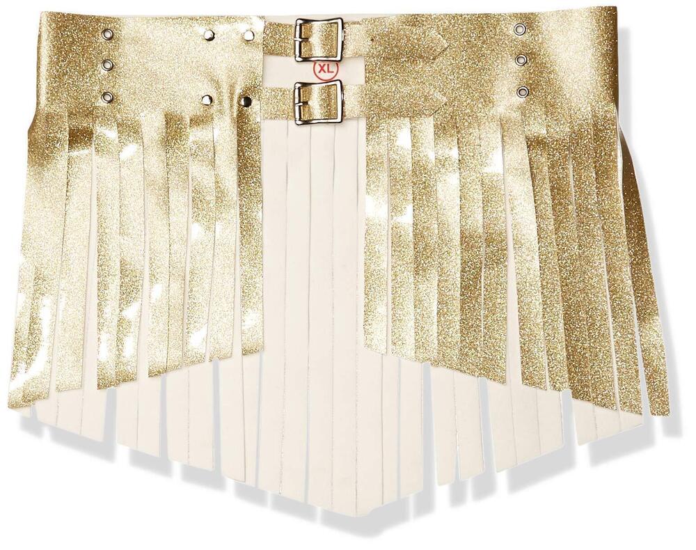 9111 Gold Glitter PVC Fringe Skirt, Large